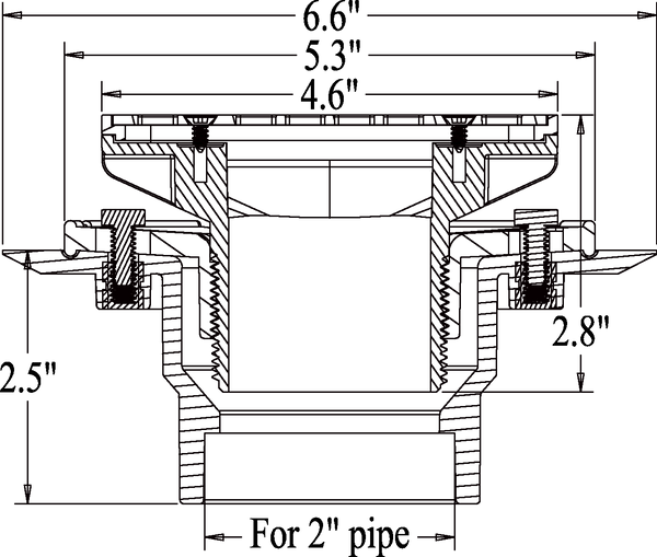 4-1/2" Tile In Shower Floor Drain Square Design and Height Adjustable, Chrome Plated, PVC Material
