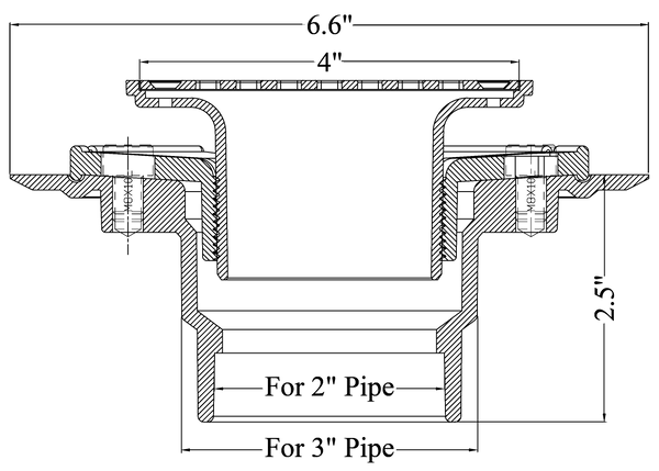 4-1/4" Plastic Floor Shower Drain With Square Drain Grate Chrome Plated UGSD002-PVC