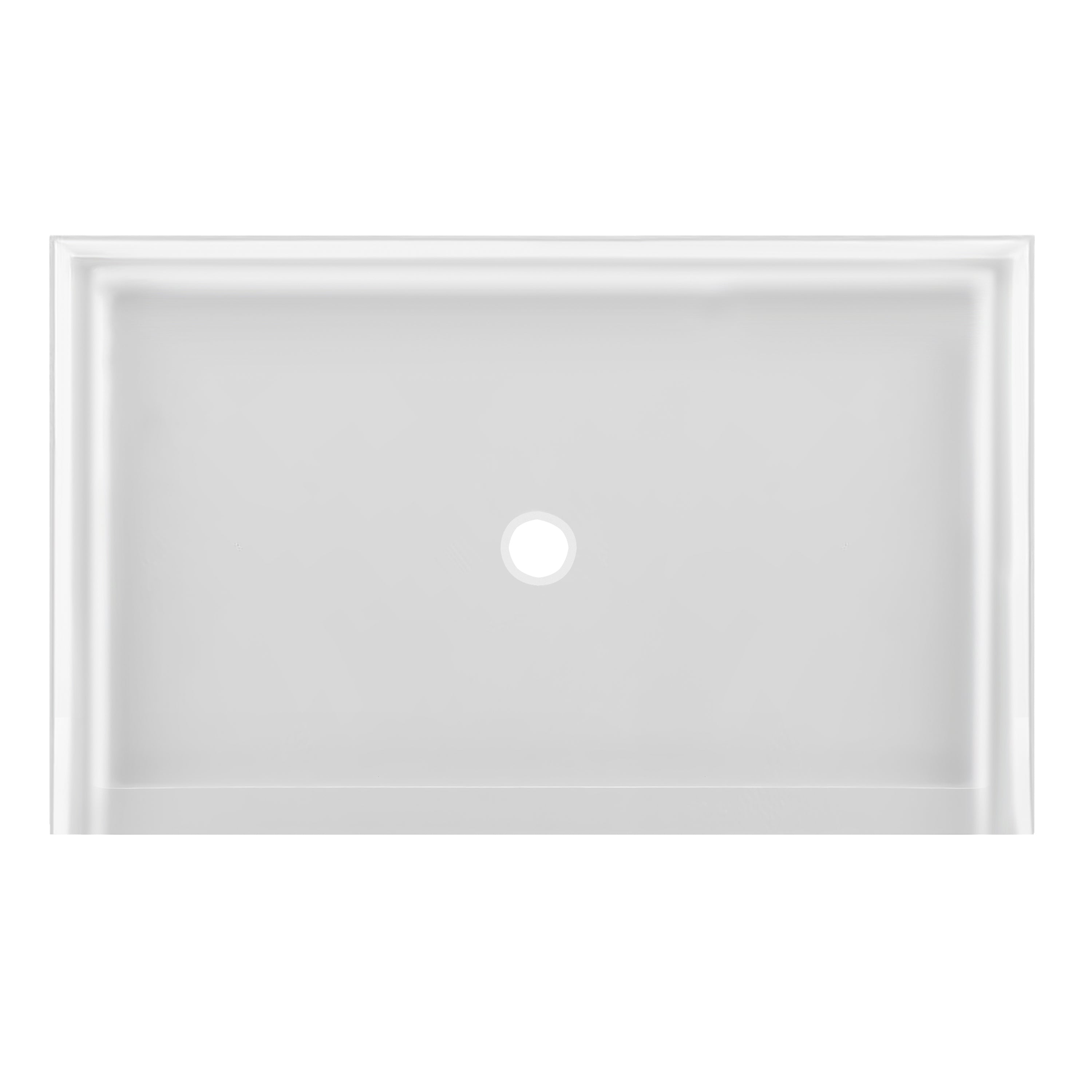 Curbless Acrylic Shower Base 62X36 in | Barrier Free Shower Base with Center Drain in White Color