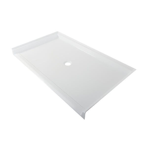 Curbless Acrylic Shower Base 62X36 in | Barrier Free Shower Base with Center Drain in White Color