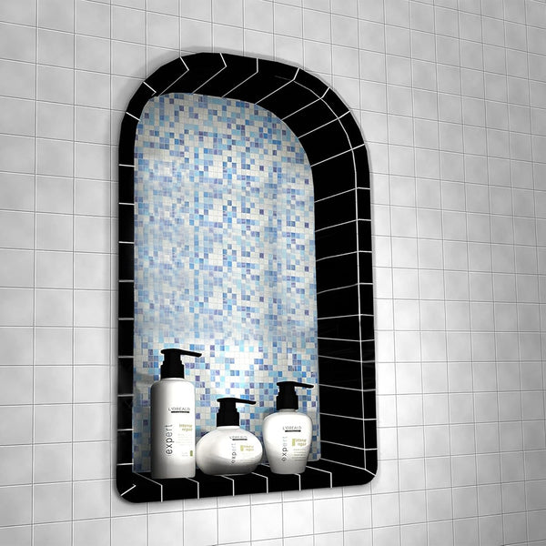 17"×25"  Black Arch Top ABS Plastic Bathroom Shower Niche  Single UGARN101