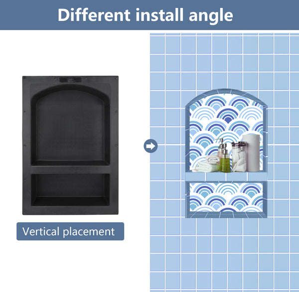 17"×25"  Tile Ready Plastic Arch Double Shower Niche  UGARN201