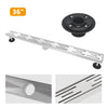 36 Inch Linear Drain SS304 Material with Grate Neo Style and Drain Base with Rubber Gasket
