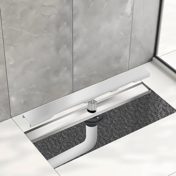 24 Inch Linear Floor Drain with SS Drain Cover Blind Style and Linear Drain Base with Rubber Gasket