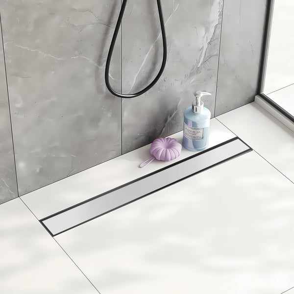 24 Inch Linear Floor Drain with SS Drain Cover Blind Style and Linear Drain Base with Rubber Gasket