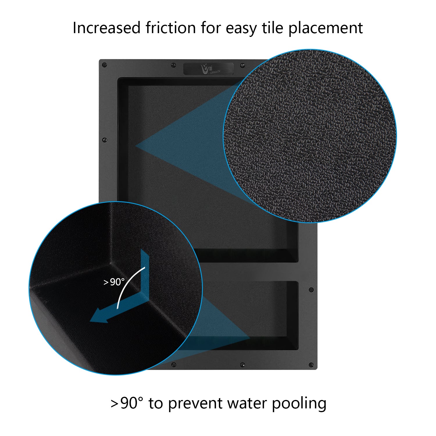 17''×25'' Double Shelves Shower Recessed and Built In Shower Shelves in Bathroom UGRN201