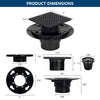4-1/4 Square Shower Drain, Matte Black Strainer with Hair Catcher UGSD002-MB