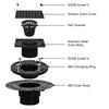 4-1/4 Square Shower Drain, Matte Black Strainer with Hair Catcher UGSD002-MB