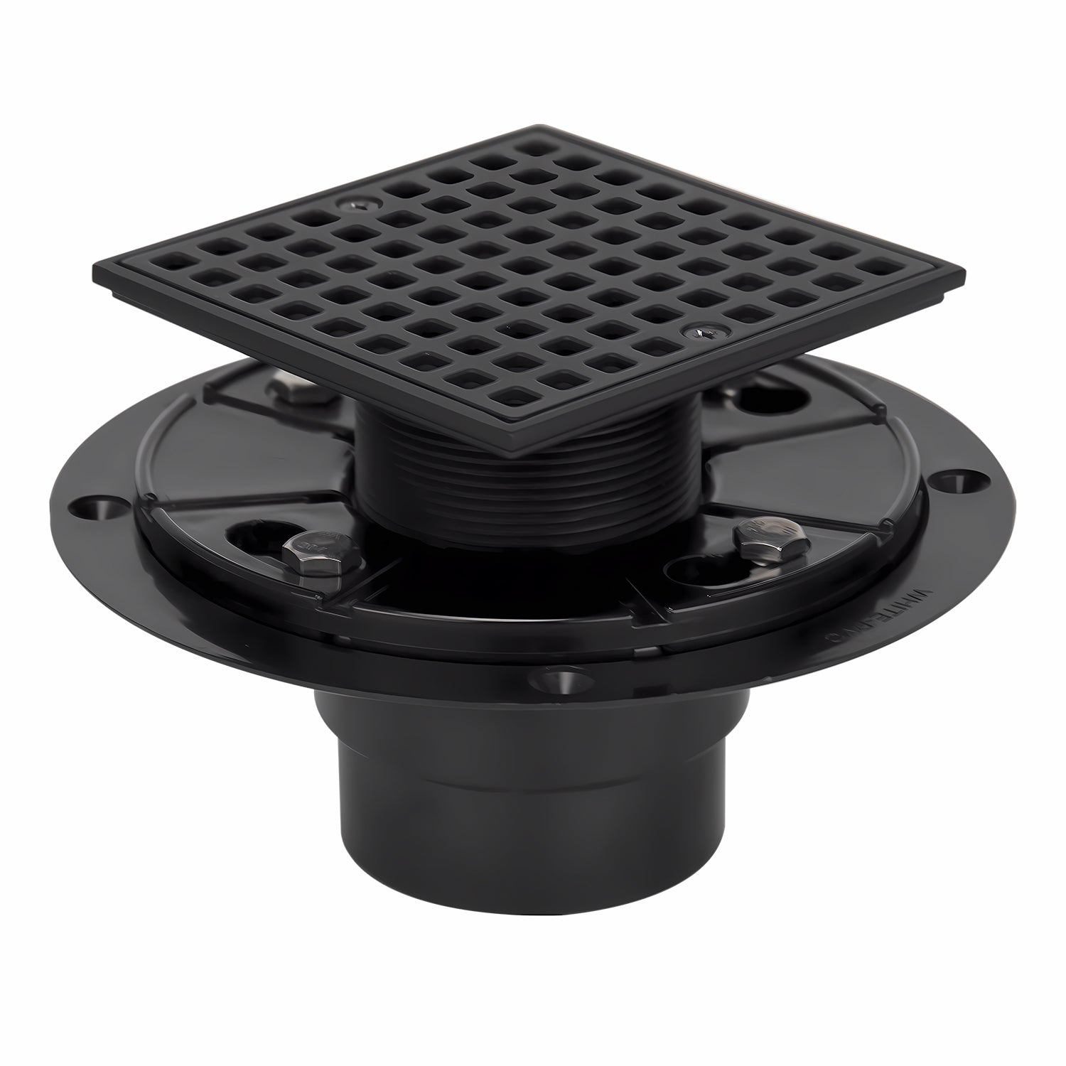 4-1/4 Square Shower Drain, Matte Black Strainer with Hair Catcher UGSD002-MB