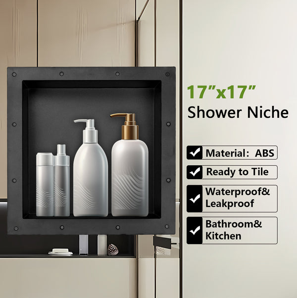 17"×17" Recessed Shower Niche with Texture Ready for Tile   UGSN1717