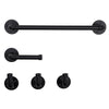 Industrial Pipe Towel Bar 18”, and 5 PCS Bathroom Hardware Sets Including Toilet Paper Holder, 3 pcs Robe Hooks in Matte Black Finish.