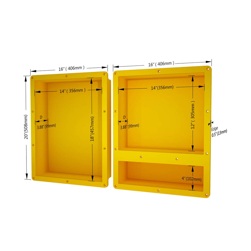 Uni-Green Tile Shower Niche 16X34,Recessed Shower Shelf-Yellow