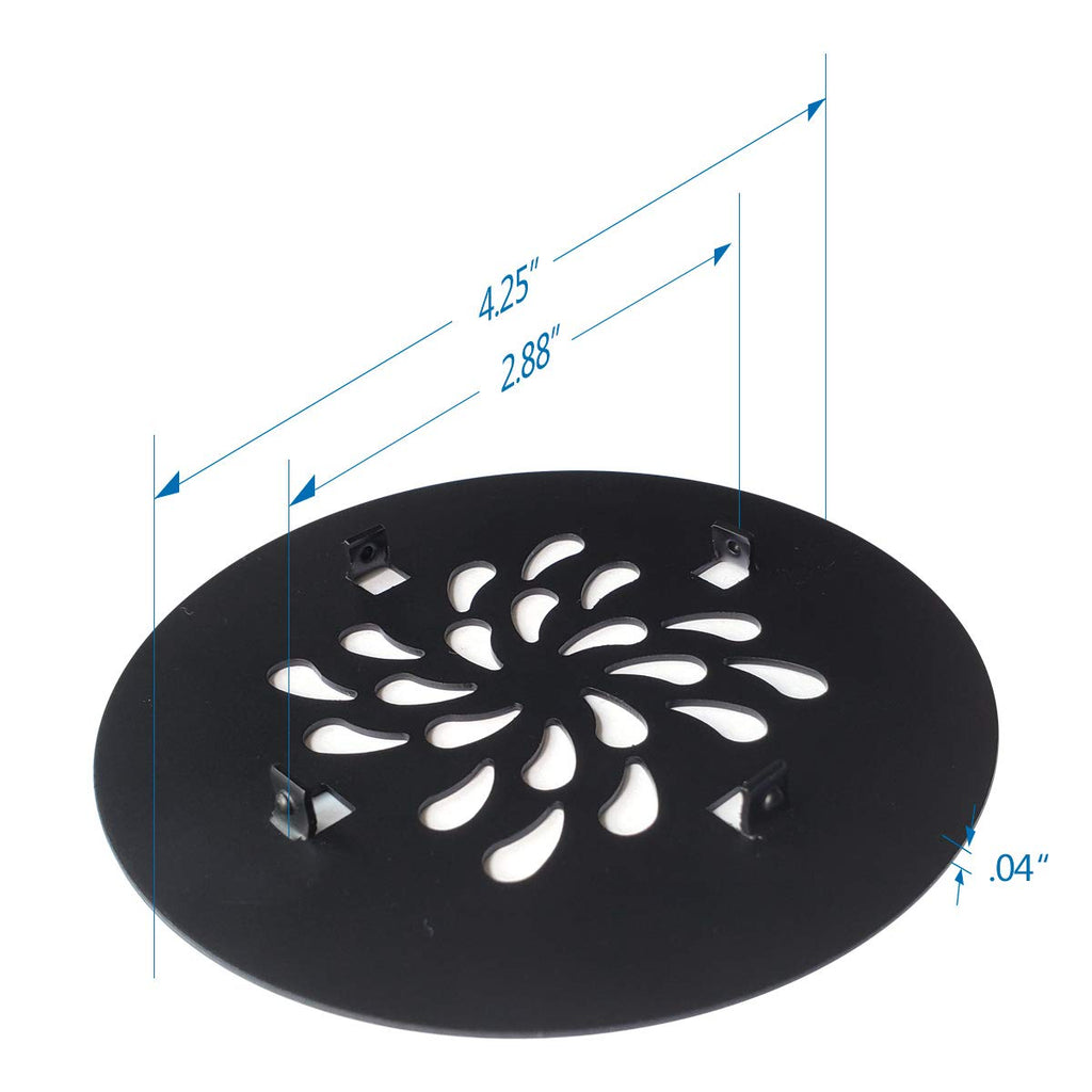 4-1/4 Snap-in Round Shower Drain Cover Replacement Matte Black – Uni-Green