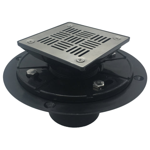 Square Shower Drain for Low Profile Show Pan Drain, ABS Construction Neo Style