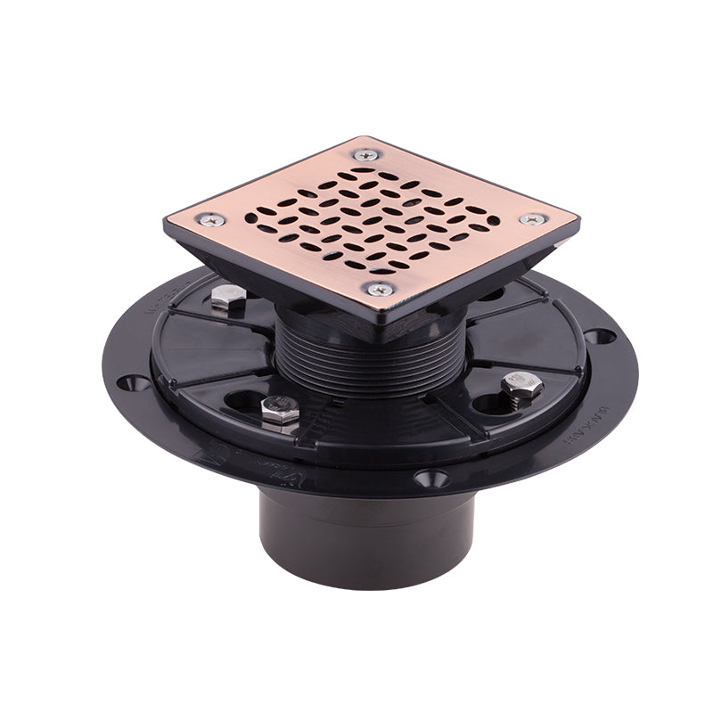 Square Shower Drain for Low Profile Show Pan Drain with SS304 Grating Oval Style Bronze Finish